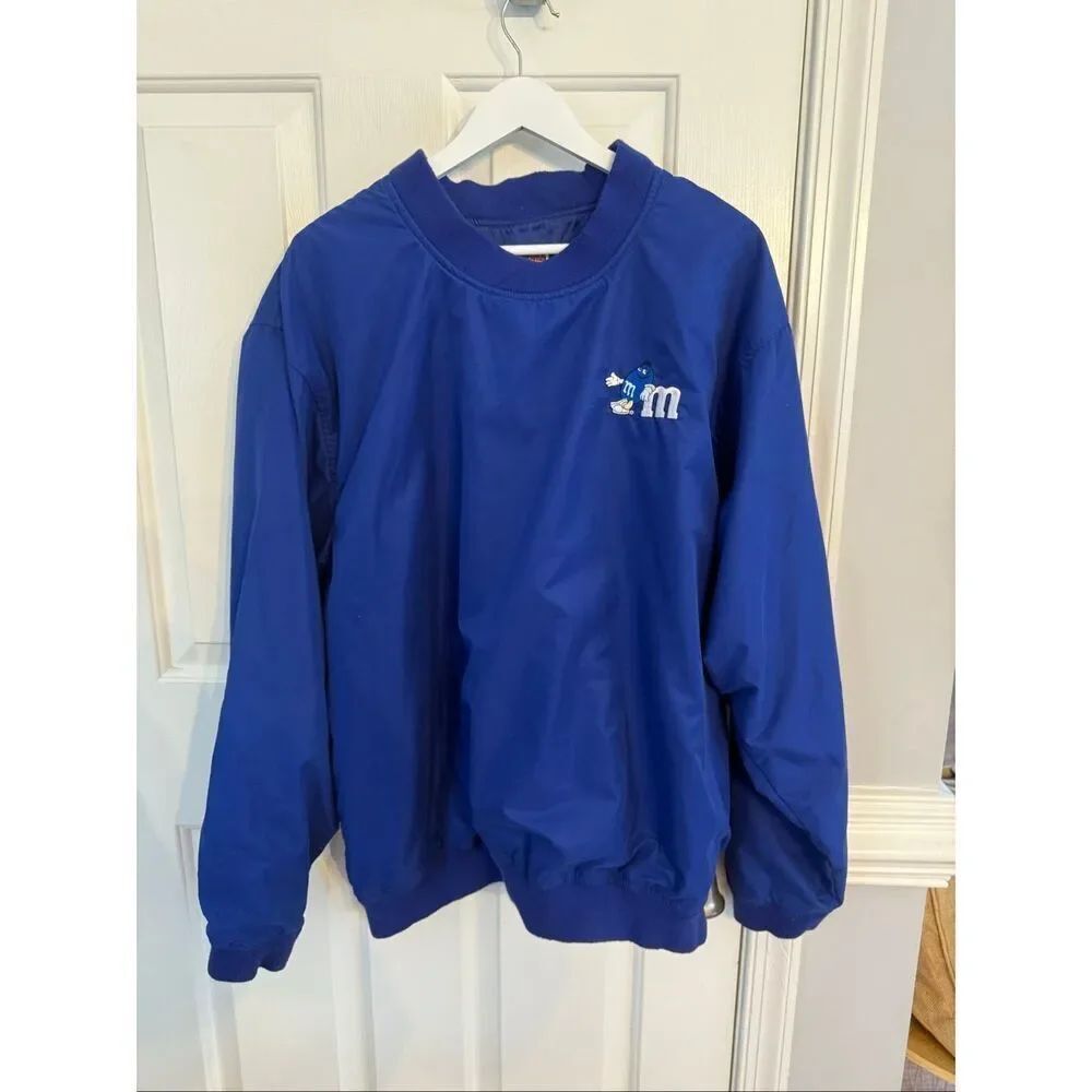 M&Ms Vintage Planet Mars Blue Pullover Windbreaker Sz XL EUC
